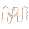 Sterling Silver Fancy Bracelet, Anchor Design, with White Micro Pave, Polished, Rose Gold Finish, 03.336.0062.1.08 (01 MM Thickness, 8 Inches Length)