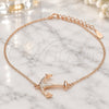 Sterling Silver Fancy Bracelet, Anchor Design, with White Micro Pave, Polished, Rose Gold Finish, 03.336.0062.1.08 (01 MM Thickness, 8 Inches Length)