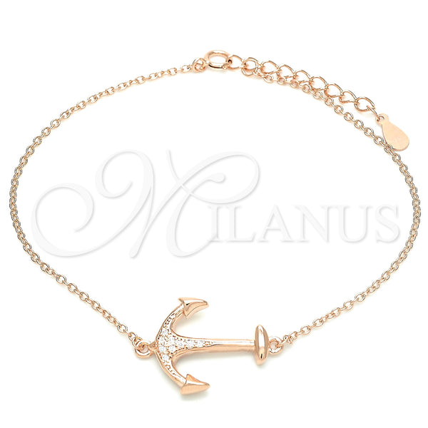 Sterling Silver Bracelet — Fancy Bracelet Anchor Design with White Micro Pave — main product view — SKU 130683 | Plata 925 brazalete — elegante Bracelet Anchor diseño with blanco Micro Pave — SKU 130683