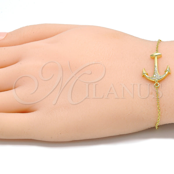 Sterling Silver Bracelet — Fancy Bracelet Anchor Design with White Micro Pave — alternate product view — SKU 130684 | Plata 925 brazalete — elegante Bracelet Anchor diseño with blanco Micro Pave — SKU 130684