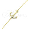 Sterling Silver Fancy Bracelet, Anchor Design, with White Micro Pave, Polished, Golden Finish, 03.336.0062.2.08 (01 MM Thickness, 8 Inches Length)