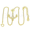 Sterling Silver Fancy Bracelet, Anchor Design, with White Micro Pave, Polished, Golden Finish, 03.336.0062.2.08 (01 MM Thickness, 8 Inches Length)