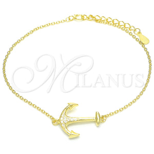 Sterling Silver Bracelet — Fancy Bracelet Anchor Design with White Micro Pave — main product view — SKU 130684 | Plata 925 brazalete — elegante Bracelet Anchor diseño with blanco Micro Pave — SKU 130684