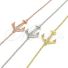 Sterling Silver Fancy Bracelet, Anchor Design, with White Micro Pave, Polished, Golden Finish, 03.336.0062.2.08 (01 MM Thickness, 8 Inches Length)