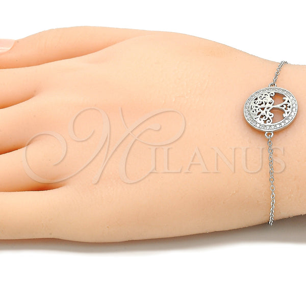 Sterling Silver Bracelet — Fancy Bracelet Tree Design with White Micro Pave — alternate product view — SKU 130685 | Plata 925 brazalete — elegante Bracelet Tree diseño with blanco Micro Pave — SKU 130685