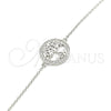 Sterling Silver Fancy Bracelet, Tree Design, with White Micro Pave, Polished, Rhodium Finish, 03.336.0063.07 (01 MM Thickness, 7 Inches Length)