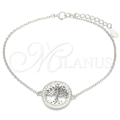 Sterling Silver Fancy Bracelet, Tree Design, with White Micro Pave, Polished, Rhodium Finish, 03.336.0063.07 for wholesale, main product view