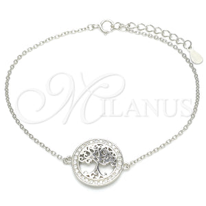 Sterling Silver Bracelet — Fancy Bracelet Tree Design with White Micro Pave — main product view — SKU 130685 | Plata 925 brazalete — elegante Bracelet Tree diseño with blanco Micro Pave — SKU 130685