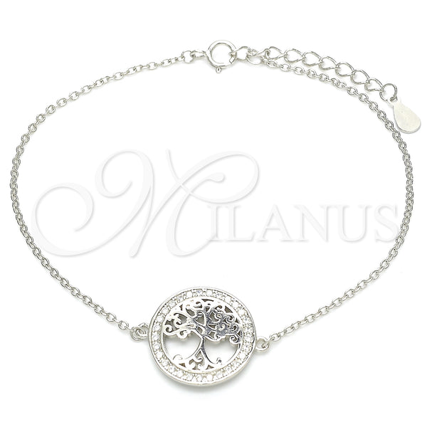Sterling Silver Bracelet — Fancy Bracelet Tree Design with White Micro Pave — main product view — SKU 130685 | Plata 925 brazalete — elegante Bracelet Tree diseño with blanco Micro Pave — SKU 130685