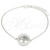 Sterling Silver Fancy Bracelet, Tree Design, with White Micro Pave, Polished, Rhodium Finish, 03.336.0063.07 (01 MM Thickness, 7 Inches Length)