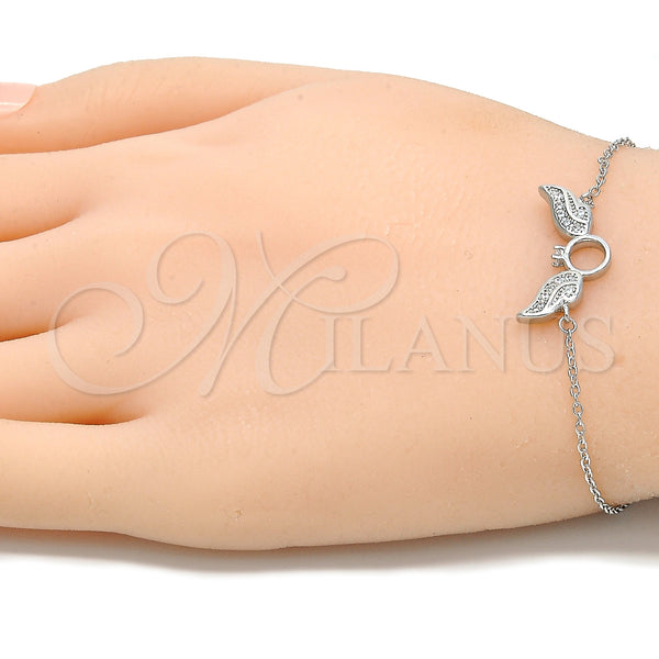 Sterling Silver Bracelet — Fancy Bracelet with White Micro Pave Polished 03. — alternate product view — SKU 130689 | Plata 925 brazalete — elegante Bracelet with blanco Micro Pave pulido 03. — SKU 130689
