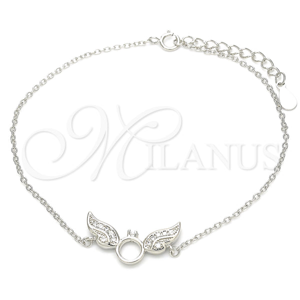 Sterling Silver Bracelet — Fancy Bracelet with White Micro Pave Polished 03. — main product view — SKU 130689 | Plata 925 brazalete — elegante Bracelet with blanco Micro Pave pulido 03. — SKU 130689