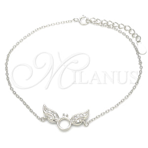 Sterling Silver Bracelet — Fancy Bracelet with White Micro Pave Polished 03. — main product view — SKU 130689 | Plata 925 brazalete — elegante Bracelet with blanco Micro Pave pulido 03. — SKU 130689