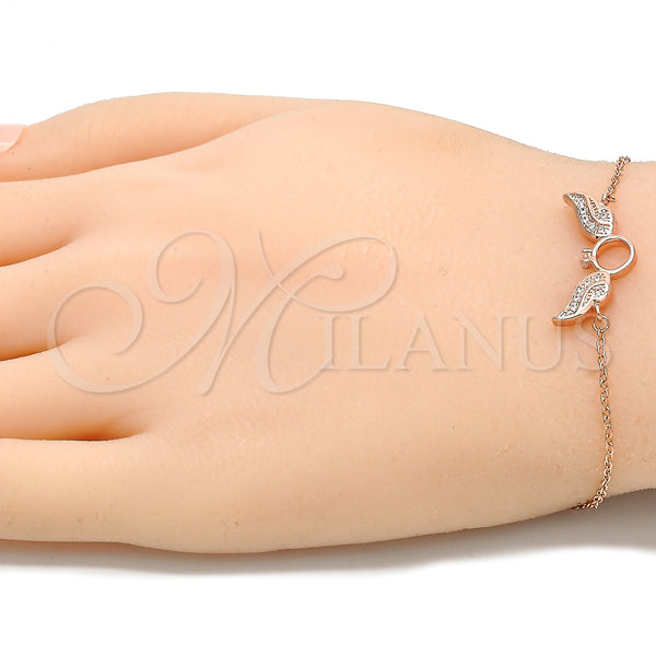 Sterling Silver Bracelet — Fancy Bracelet with White Micro Pave Polished Rose — alternate product view — SKU 130690 | Plata 925 brazalete — elegante Bracelet with blanco Micro Pave pulido Rose — SKU 130690