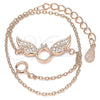 Sterling Silver Fancy Bracelet, with White Micro Pave, Polished, Rose Gold Finish, 03.336.0065.1.08 (01 MM Thickness, 8 Inches Length)