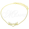 Sterling Silver Fancy Bracelet, with White Micro Pave, Polished, Golden Finish, 03.336.0065.2.08 (01 MM Thickness, 8 Inches Length)