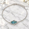 Sterling Silver Fancy Bracelet, Judaica and Hand of God Design, with White Cubic Zirconia, Polished, Rhodium Finish, 03.336.0066.07 (01 MM Thickness, 7 Inches Length)