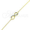Sterling Silver Fancy Bracelet, Infinite Design, with White Cubic Zirconia, Polished, Golden Finish, 03.336.0067.2.08 (01 MM Thickness, 8 Inches Length)