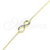 Sterling Silver Fancy Bracelet, Infinite Design, with White Cubic Zirconia, Polished, Golden Finish, 03.336.0067.2.08 (01 MM Thickness, 8 Inches Length)