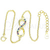 Sterling Silver Fancy Bracelet, Infinite Design, with White Cubic Zirconia, Polished, Golden Finish, 03.336.0067.2.08 (01 MM Thickness, 8 Inches Length)