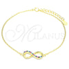 Sterling Silver Fancy Bracelet, Infinite Design, with White Cubic Zirconia, Polished, Golden Finish, 03.336.0067.2.08 (01 MM Thickness, 8 Inches Length)
