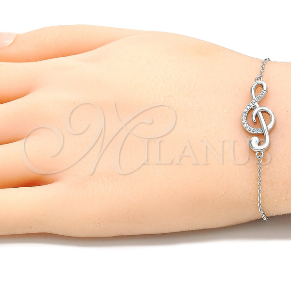 Sterling Silver Bracelet — Fancy Bracelet Music Note Design with White Micro — alternate product view — SKU 130698 | Plata 925 brazalete — elegante Bracelet Music Note diseño with blanco Micro — SKU 130698