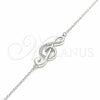 Sterling Silver Fancy Bracelet, Music Note Design, with White Micro Pave, Polished, Rhodium Finish, 03.336.0070.08 (01 MM Thickness, 8 Inches Length)