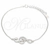Sterling Silver Fancy Bracelet, Music Note Design, with White Micro Pave, Polished, Rhodium Finish, 03.336.0070.08 (01 MM Thickness, 8 Inches Length)