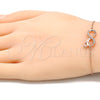 Sterling Silver Fancy Bracelet, Infinite Design, with White Micro Pave and White Cubic Zirconia, Polished, Rose Gold Finish, 03.336.0071.1.08 (01 MM Thickness, 8 Inches Length)