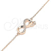 Sterling Silver Fancy Bracelet, Infinite Design, with White Micro Pave and White Cubic Zirconia, Polished, Rose Gold Finish, 03.336.0071.1.08 (01 MM Thickness, 8 Inches Length)