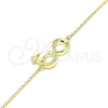 Sterling Silver Fancy Bracelet, Infinite Design, with White Micro Pave and White Cubic Zirconia, Polished, Golden Finish, 03.336.0071.2.08 (01 MM Thickness, 8 Inches Length)