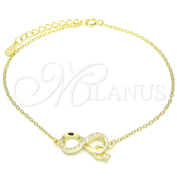 Sterling Silver Bracelet — Fancy Bracelet Infinite Design with White Micro Pave — main product view — SKU 130701 | Plata 925 brazalete — elegante Bracelet Infinite diseño with blanco Micro Pave — SKU 130701