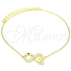 Sterling Silver Fancy Bracelet, Infinite Design, with White Micro Pave and White Cubic Zirconia, Polished, Golden Finish, 03.336.0071.2.08 (01 MM Thickness, 8 Inches Length)