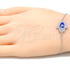 Sterling Silver Fancy Bracelet, Hand of God and Evil Eye Design, with White Micro Pave, Blue Enamel Finish, Rhodium Finish, 03.336.0072.07 (01 MM Thickness, 7 Inches Length)