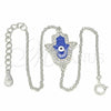 Sterling Silver Fancy Bracelet, Hand of God and Evil Eye Design, with White Micro Pave, Blue Enamel Finish, Rhodium Finish, 03.336.0072.07 (01 MM Thickness, 7 Inches Length)