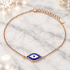 Sterling Silver Fancy Bracelet, Evil Eye Design, Blue Enamel Finish, Rose Gold Finish, 03.336.0073.1.07 (01 MM Thickness, 7 Inches Length)