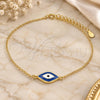 Sterling Silver Fancy Bracelet, Evil Eye Design, Blue Enamel Finish, Golden Finish, 03.336.0073.2.07 (01 MM Thickness, 7 Inches Length)