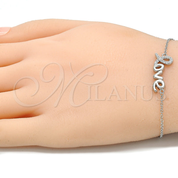 Sterling Silver Bracelet — Fancy Bracelet Love Design with White Micro Pave — alternate product view — SKU 130708 | Plata 925 brazalete — elegante Bracelet Love diseño with blanco Micro Pave — SKU 130708