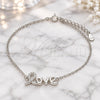 Sterling Silver Fancy Bracelet, Love Design, with White Micro Pave, Polished, Rhodium Finish, 03.336.0074.07 (01 MM Thickness, 7 Inches Length)