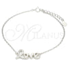 Sterling Silver Fancy Bracelet, Love Design, with White Micro Pave, Polished, Rhodium Finish, 03.336.0074.07 (01 MM Thickness, 7 Inches Length)