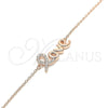 Sterling Silver Fancy Bracelet, Love Design, with White Micro Pave, Polished, Rose Gold Finish, 03.336.0074.1.07 (01 MM Thickness, 7 Inches Length)