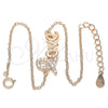 Sterling Silver Fancy Bracelet, Love Design, with White Micro Pave, Polished, Rose Gold Finish, 03.336.0074.1.07 (01 MM Thickness, 7 Inches Length)