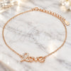 Sterling Silver Fancy Bracelet, Love Design, with White Micro Pave, Polished, Rose Gold Finish, 03.336.0074.1.07 (01 MM Thickness, 7 Inches Length)