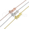 Sterling Silver Fancy Bracelet, Love Design, with White Micro Pave, Polished, Rose Gold Finish, 03.336.0074.1.07 (01 MM Thickness, 7 Inches Length)