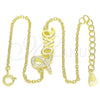 Sterling Silver Fancy Bracelet, Love Design, with White Micro Pave, Polished, Golden Finish, 03.336.0074.2.07 (01 MM Thickness, 7 Inches Length)