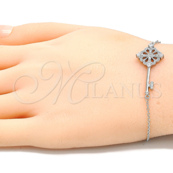 Sterling Silver Bracelet — Fancy Bracelet key Design with White Cubic Zirconia — alternate product view — SKU 130712 | Plata 925 brazalete — elegante Bracelet key diseño with blanco Cubic Zirconia — SKU 130712