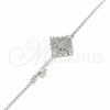 Sterling Silver Fancy Bracelet, key Design, with White Cubic Zirconia, Polished, Rhodium Finish, 03.336.0076.08 (01 MM Thickness, 8 Inches Length)