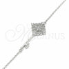 Sterling Silver Fancy Bracelet, key Design, with White Cubic Zirconia, Polished, Rhodium Finish, 03.336.0076.08 (01 MM Thickness, 8 Inches Length)
