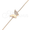 Sterling Silver Fancy Bracelet, Butterfly Design, with White Micro Pave, Polished, Rose Gold Finish, 03.336.0023.1.08 (01 MM Thickness, 8 Inches Length)