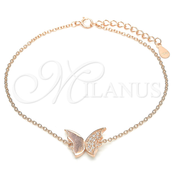 Sterling Silver Bracelet — Fancy Bracelet Butterfly Design with White Micro Pave — main product view — SKU 130713 | Plata 925 brazalete — elegante Bracelet Butterfly diseño with blanco Micro Pave — SKU 130713